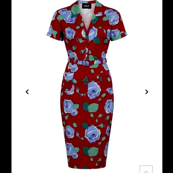 Collectif Floral Fitted Dress - Picture 2 of 14